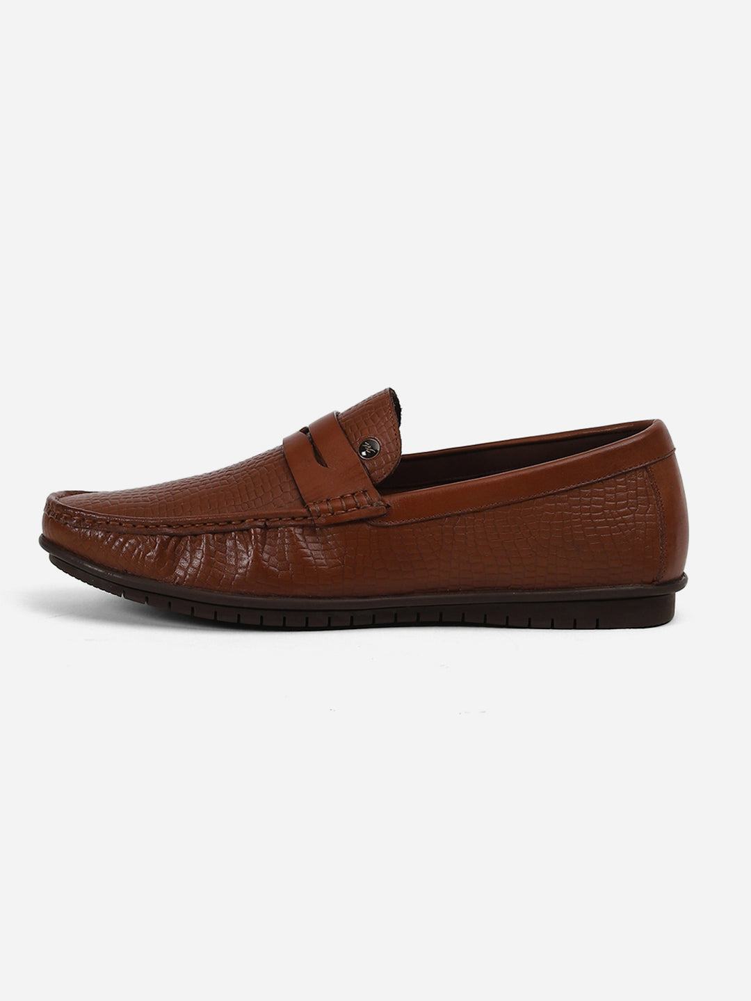 Men Brown Slip-On Genuine Leather Loafer