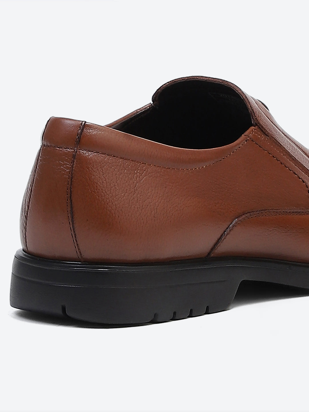 Men Tan Solid Slip on Genuine Leather Formal Shoes