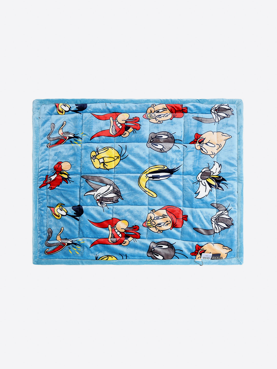 Looney Tunes Print Velvety Soft Blue Baby Blanket Set with Matching Comforter, Bedsheet, Neck Pillow, and Bolsters