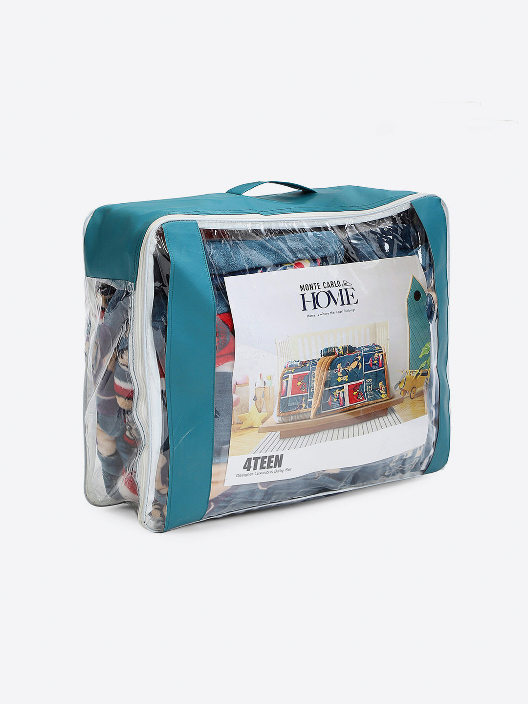 Tweety Bird Print Plush Soft Blue Baby Blanket Set with Matching Comforter, Bedsheet, Neck Pillow, and Bolsters