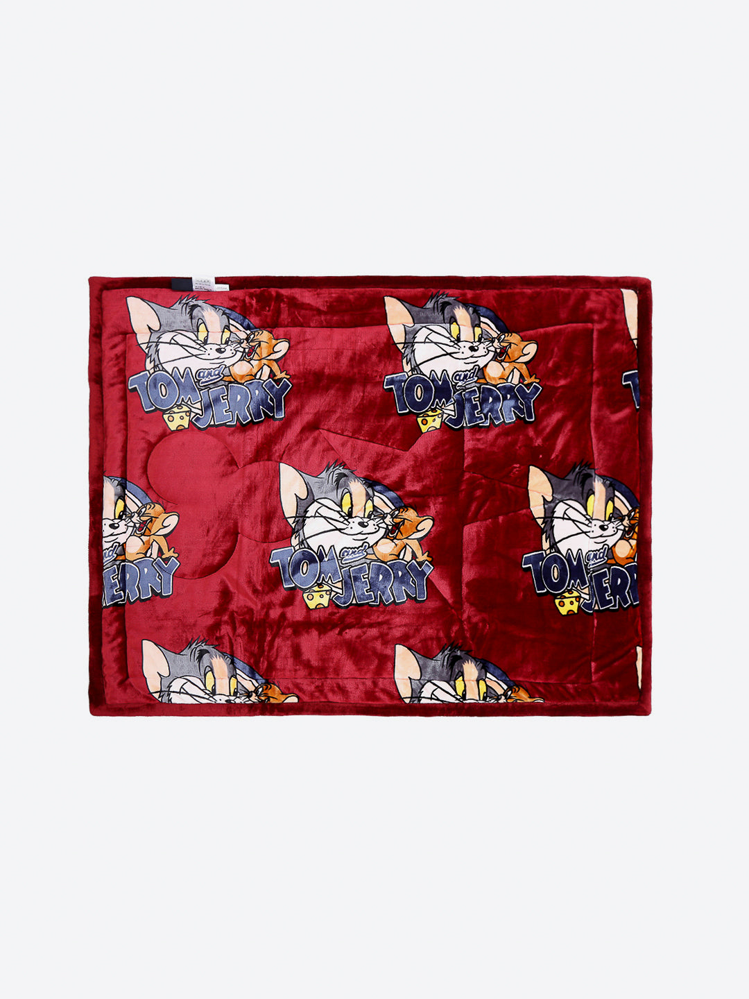 Tom and Jerry Print Velvety Red Baby Blanket Set with Matching Comforter, Bedsheet, Neck Pillow, and Bolsters