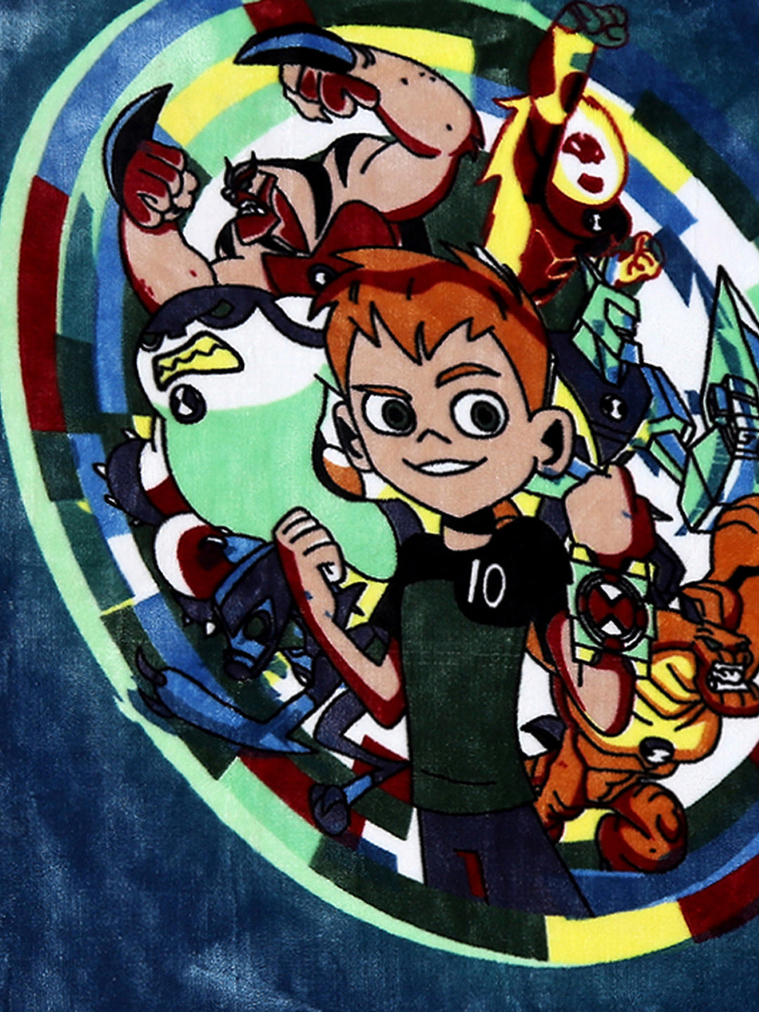 Ben 10 Print Button Closure Hooded Cartoon Network Blue Baby Blanket