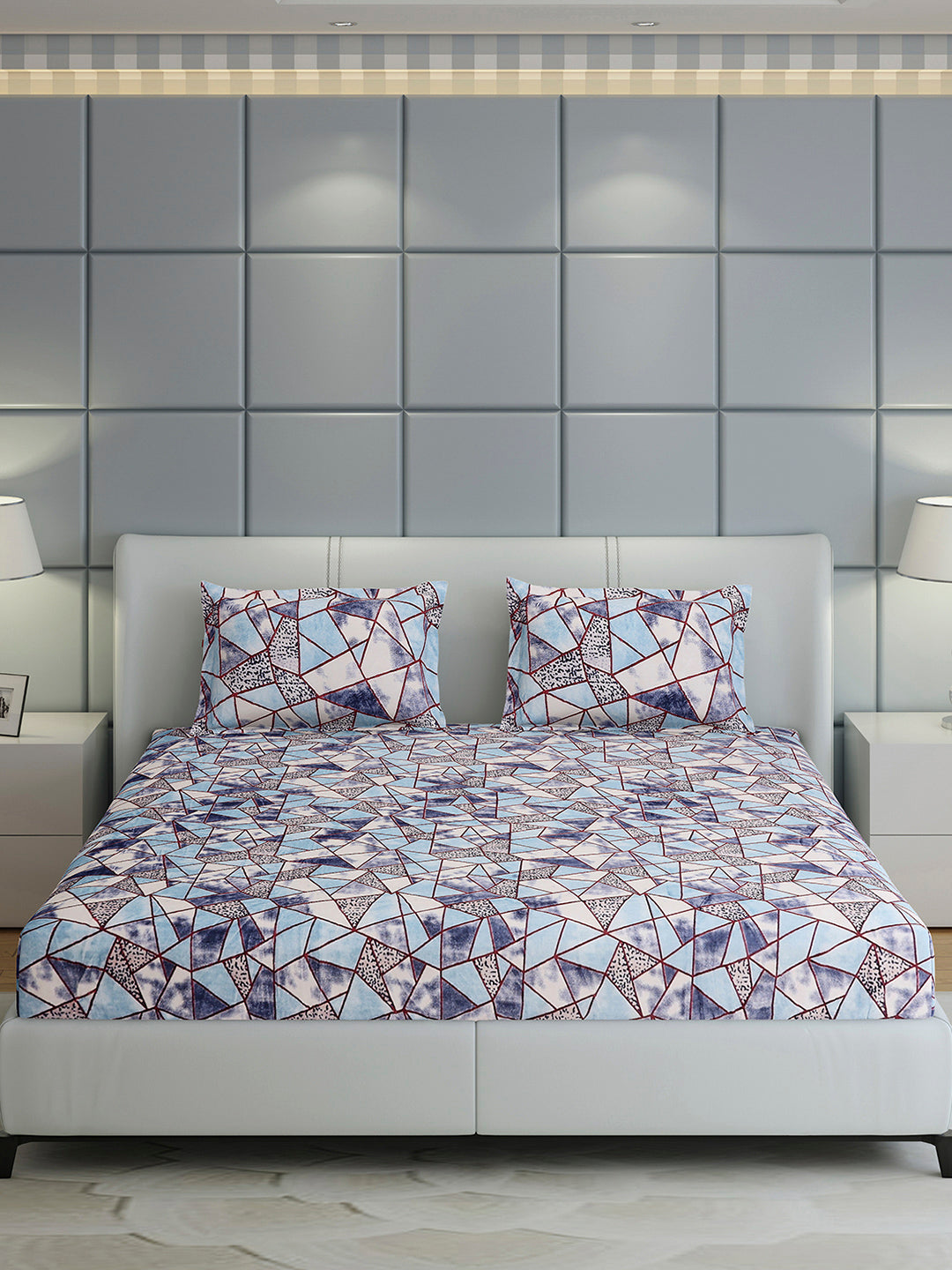 349 GSM 100% Polyester King Bed 1 Bedsheet with 2 Pillow Cover (Carnival)