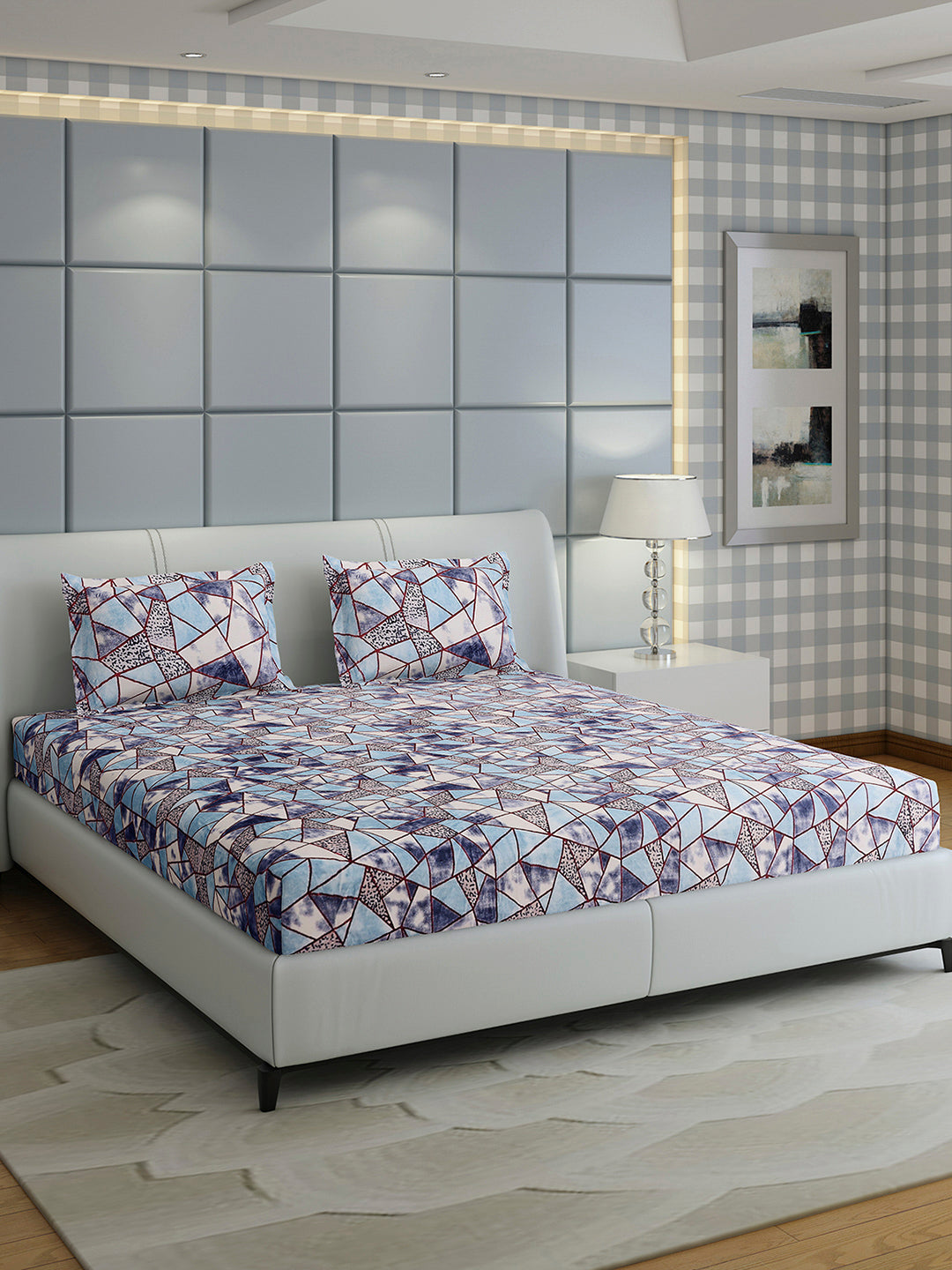 349 GSM 100% Polyester King Bed 1 Bedsheet with 2 Pillow Cover (Carnival)