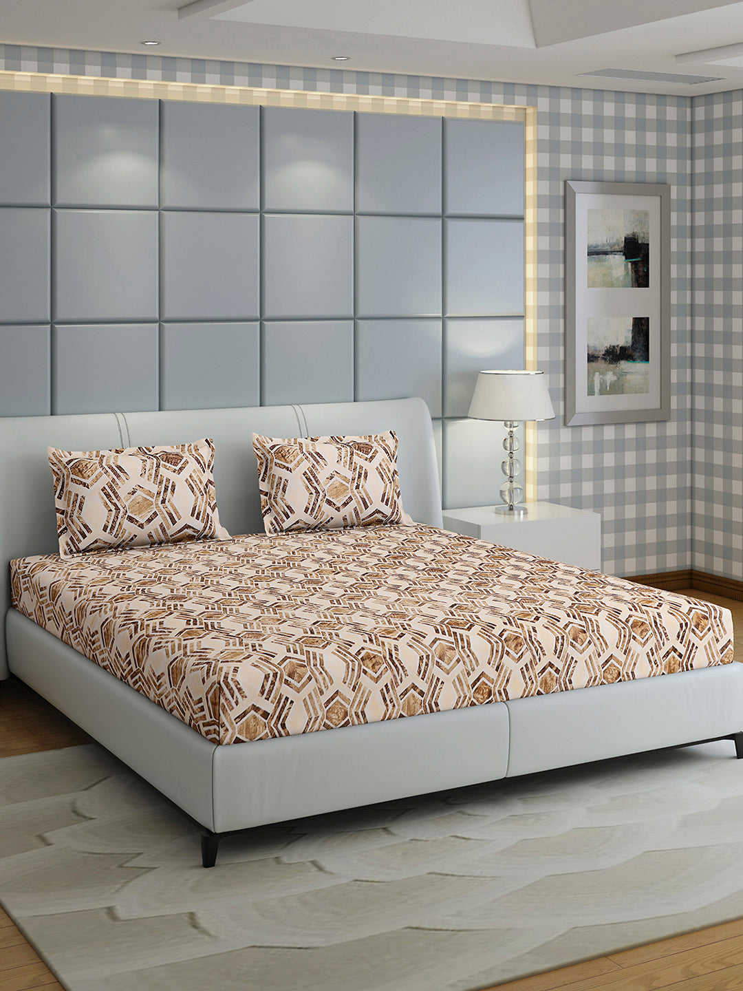 349 GSM 100% Polyester King Bed 1 Bedsheet with 2 Pillow Cover (Carnival)