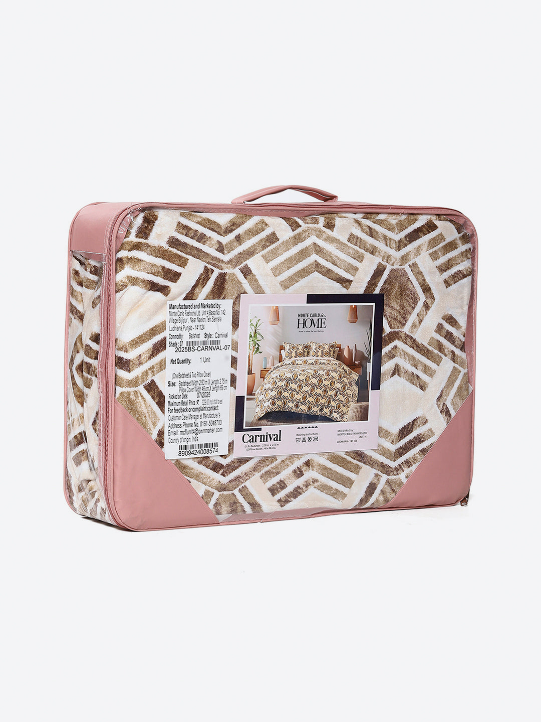 349 GSM 100% Polyester King Bed 1 Bedsheet with 2 Pillow Cover (Carnival)