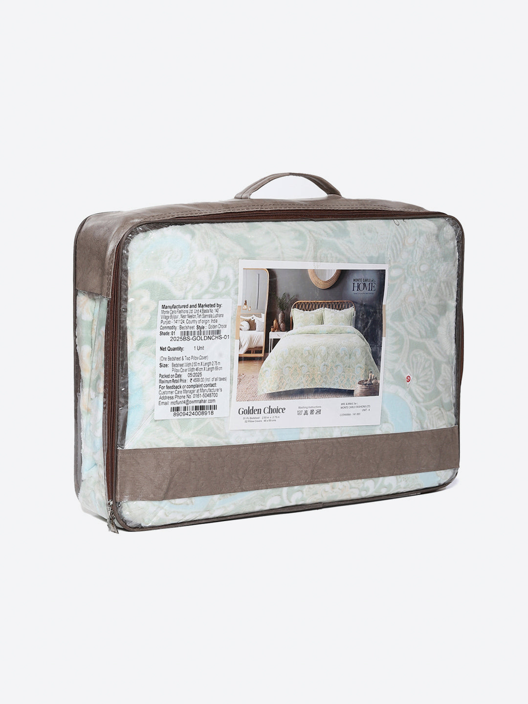 393 GSM 100% Polyester King Bed 1 Bedsheet with 2 Pillow Cover (Golden Choice)