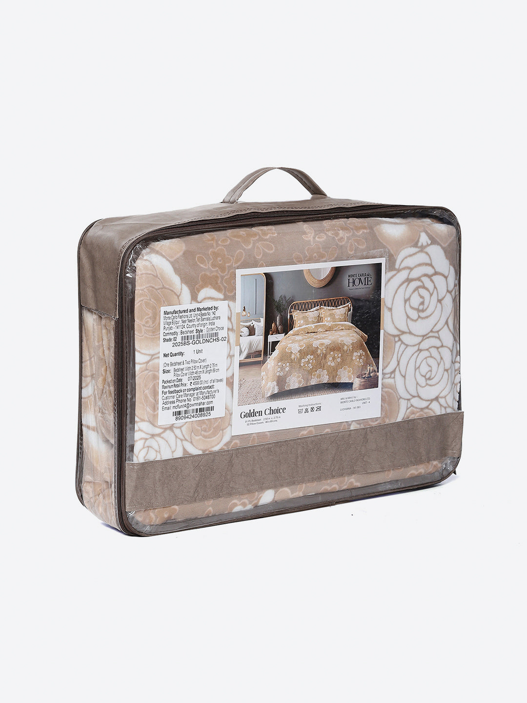 393 GSM 100% Polyester King Bed 1 Bedsheet with 2 Pillow Cover (Golden Choice)