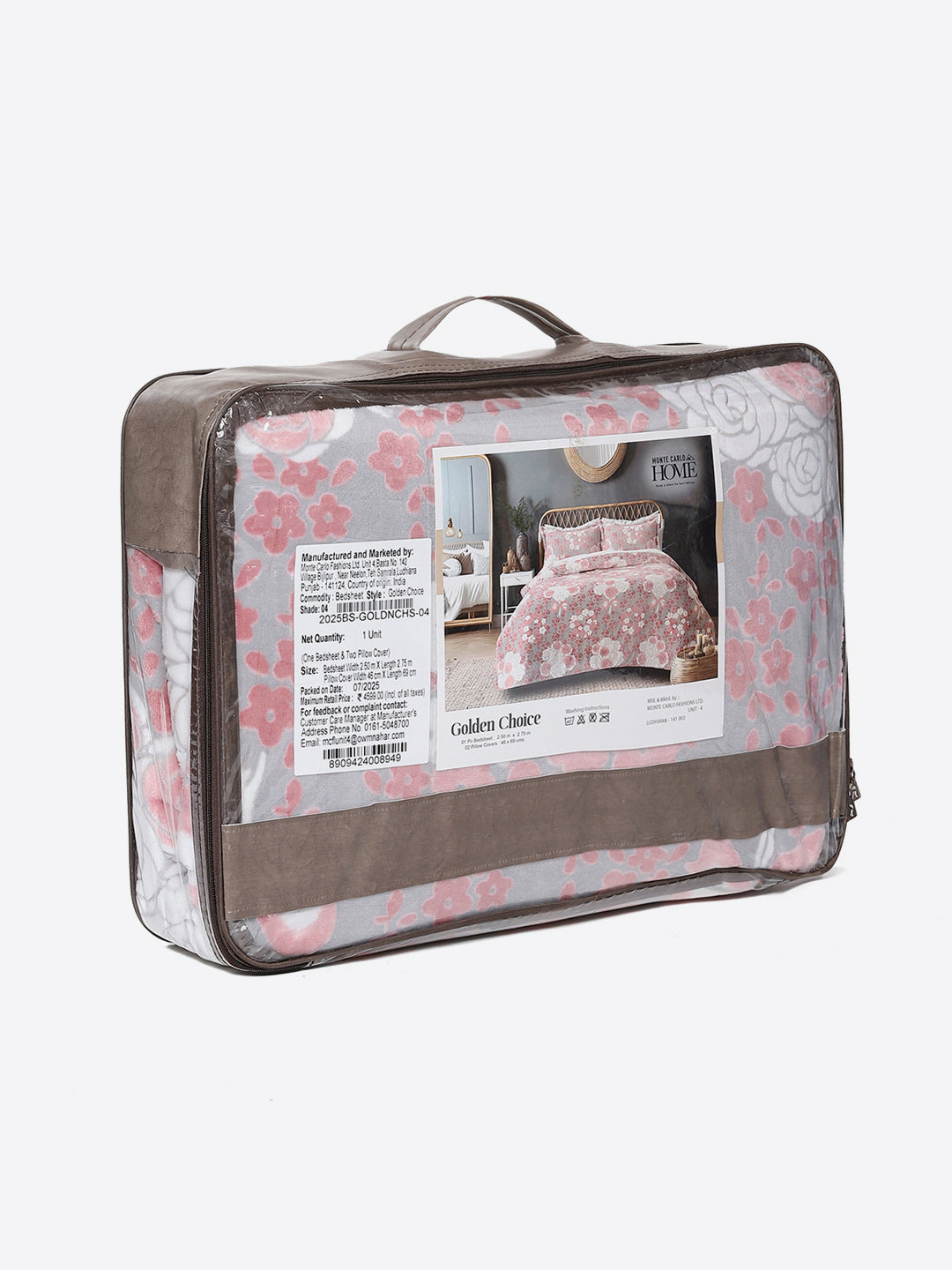 393 GSM 100% Polyester King Bed 1 Bedsheet with 2 Pillow Cover (Golden Choice)