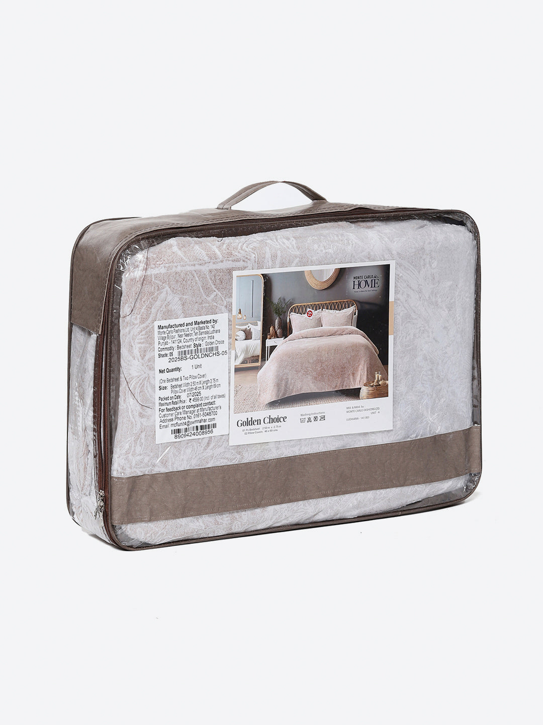 393 GSM 100% Polyester King Bed 1 Bedsheet with 2 Pillow Cover (Golden Choice)