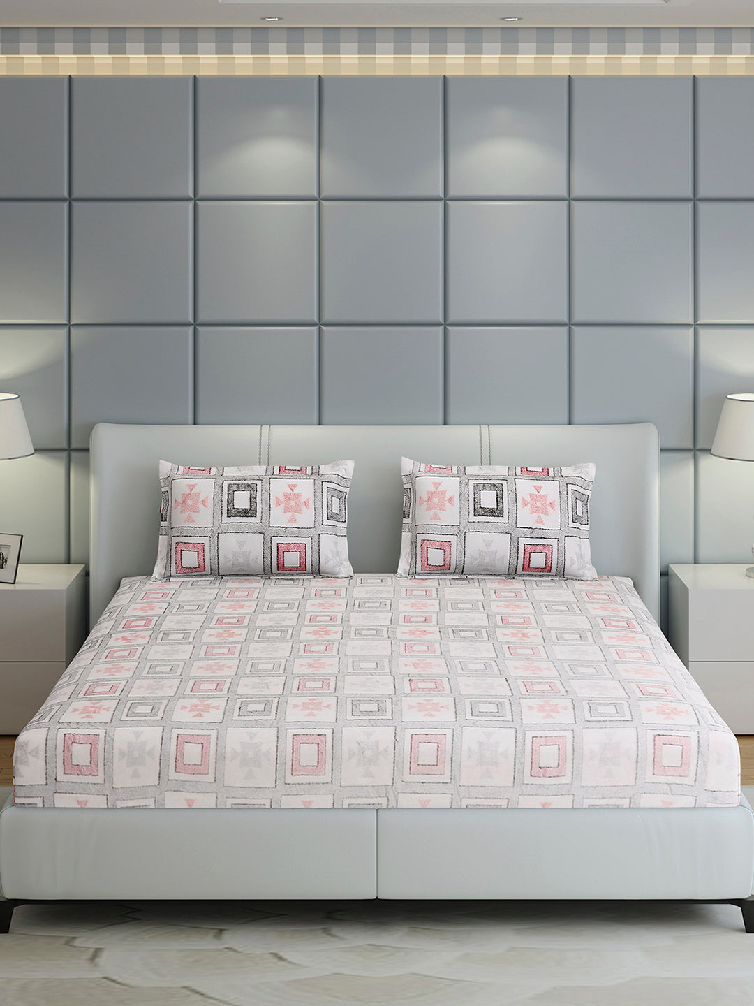 378 GSM 100% Polyester King Bed 1 Bedsheet with 2 Pillow Cover (Hill Top)