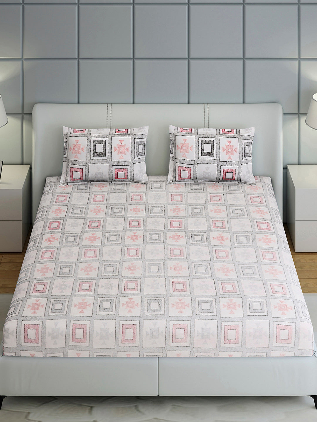 378 GSM 100% Polyester King Bed 1 Bedsheet with 2 Pillow Cover (Hill Top)