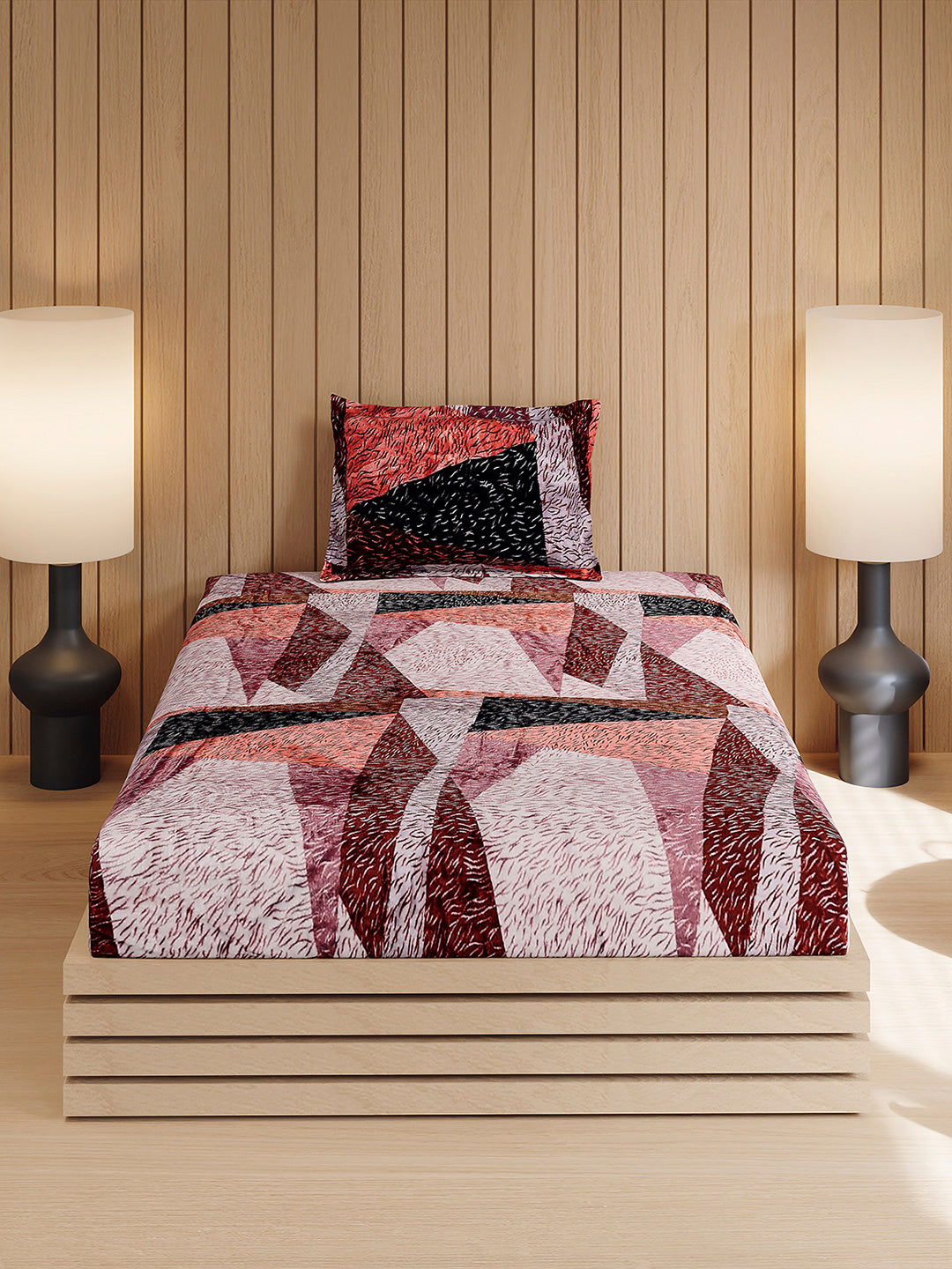 353 GSM 100% Polyester Single Bed 1 Bedsheet with 1 Pillow Cover (Ira)