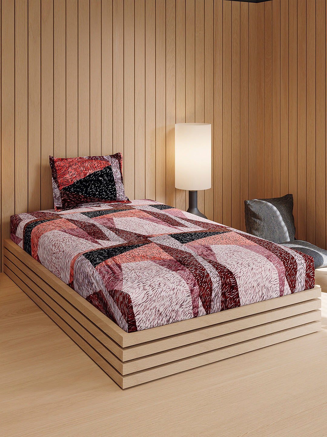 353 GSM 100% Polyester Single Bed 1 Bedsheet with 1 Pillow Cover (Ira)