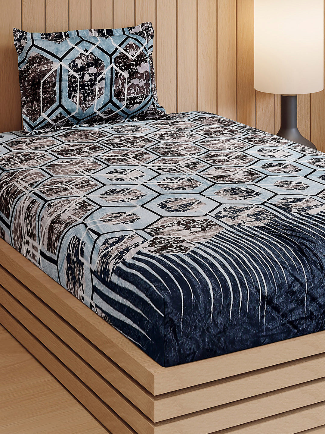 353 GSM 100% Polyester Single Bed 1 Bedsheet with 1 Pillow Cover (Ira)