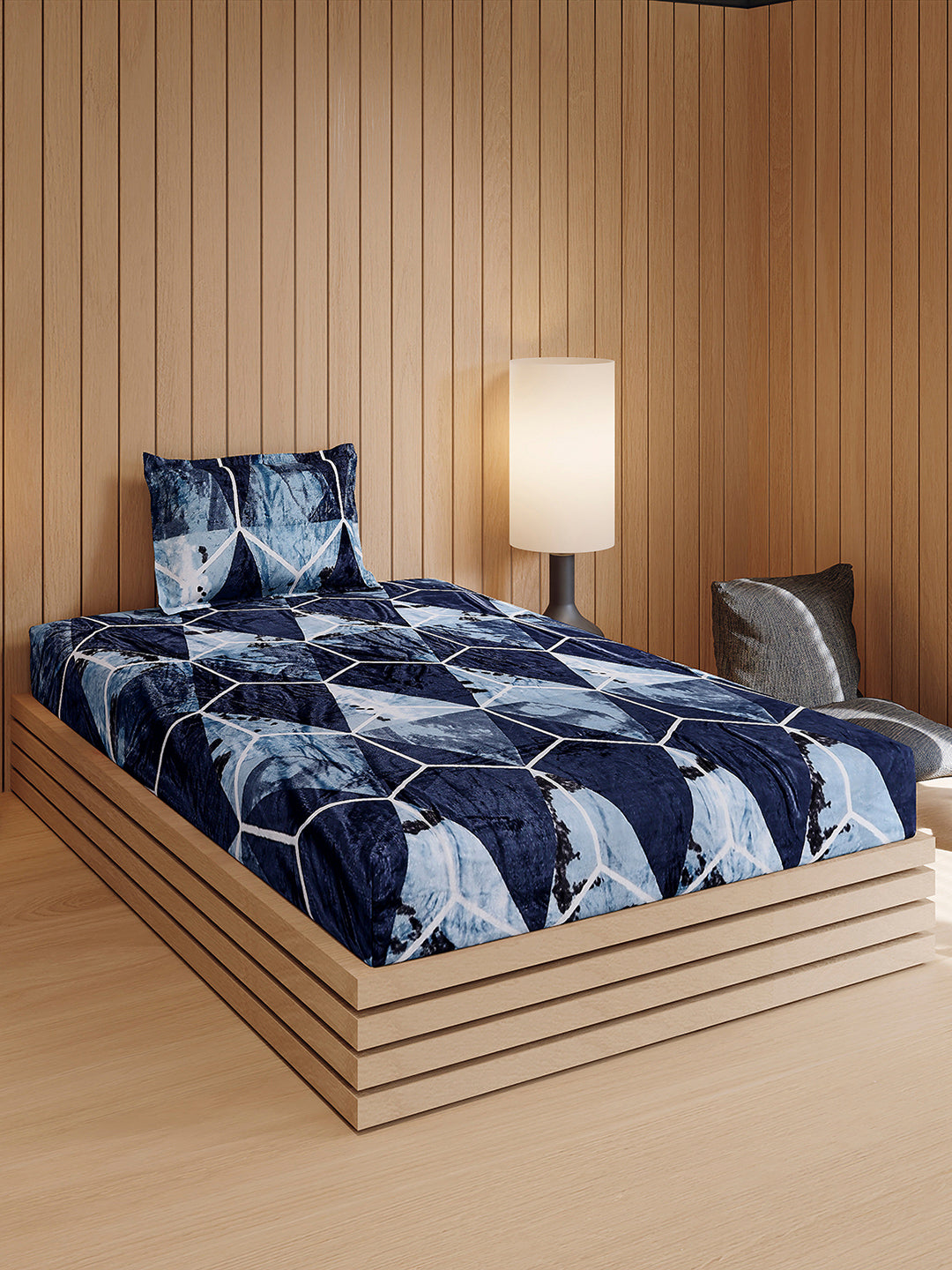 353 GSM 100% Polyester Single Bed 1 Bedsheet with 1 Pillow Cover (Ira)