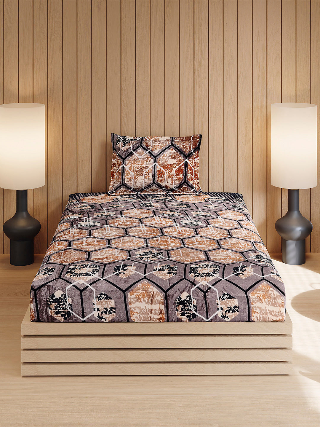 353 GSM 100% Polyester Single Bed 1 Bedsheet with 1 Pillow Cover (Ira)