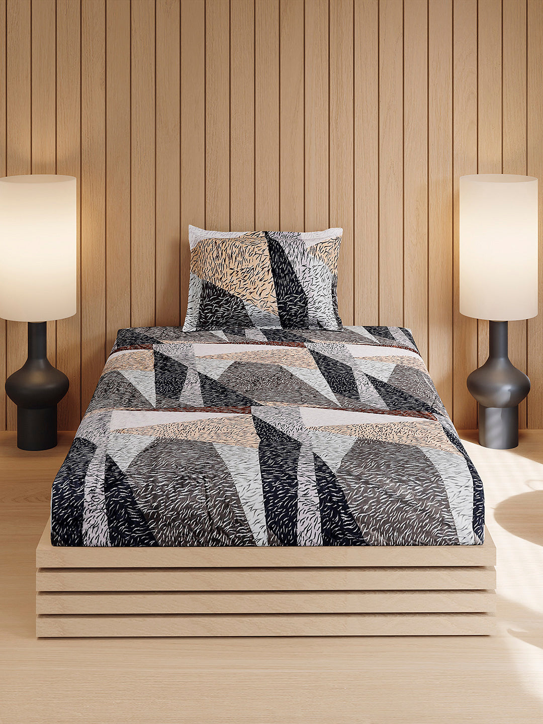 353 GSM 100% Polyester Single Bed 1 Bedsheet with 1 Pillow Cover (Ira)