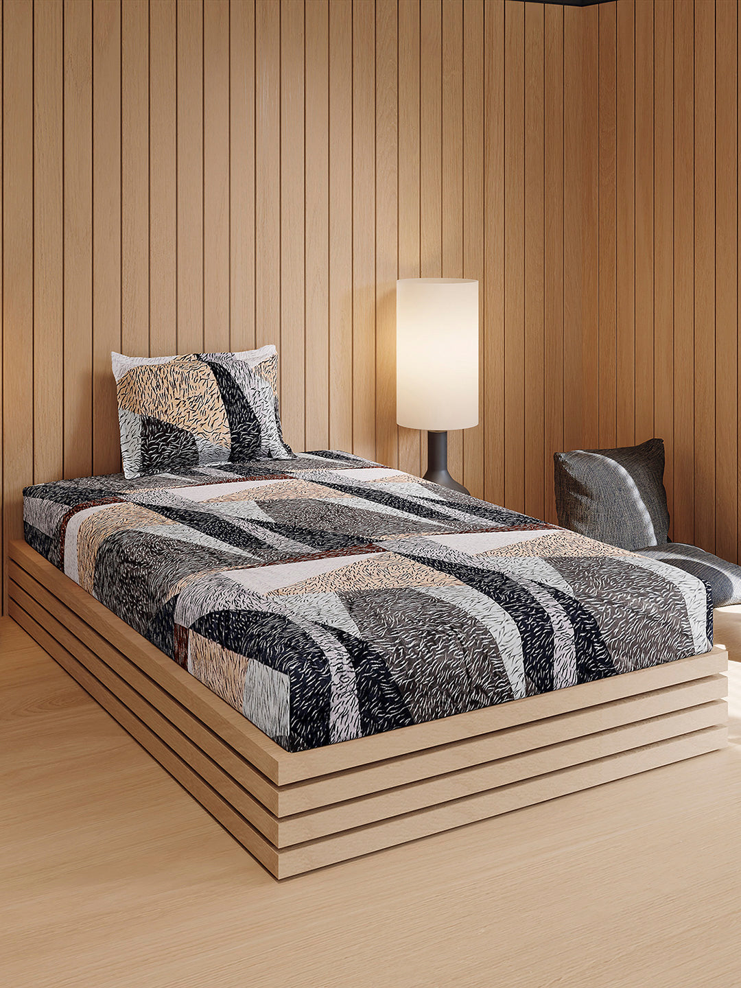 353 GSM 100% Polyester Single Bed 1 Bedsheet with 1 Pillow Cover (Ira)