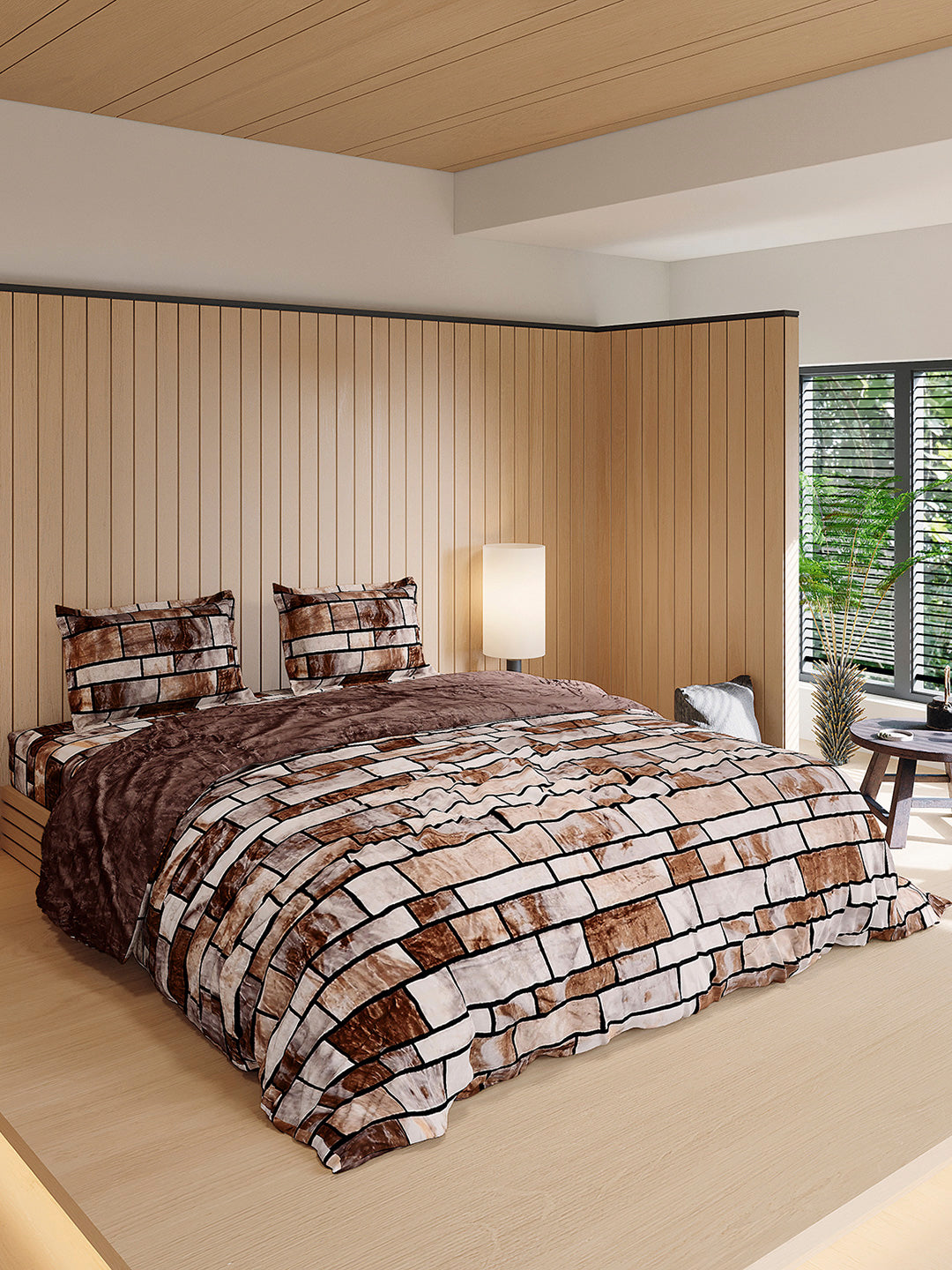 904 GSM 100% Polyester Double Bed 1 Bedsheet, 1 Duvet Cover & 2 Pillow Cover (Meteor 4 Pcs Set)