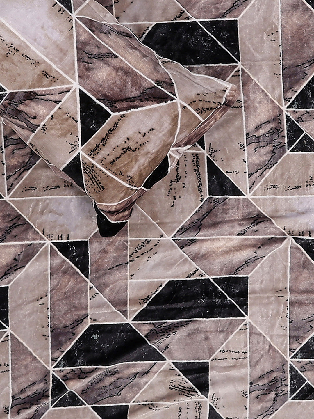 904 GSM 100% Polyester Double Bed 1 Bedsheet, 1 Duvet Cover & 2 Pillow Cover (Meteor 4 Pcs Set)