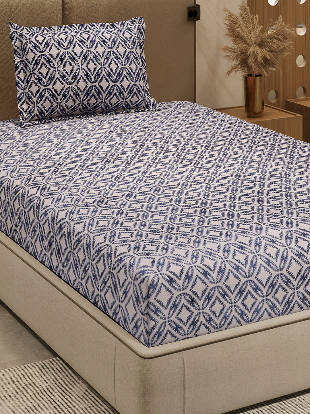 264 GSM 100% Polyester Single Bed 1 Bedsheet with 1 Pillow Cover (Nixie Piece)