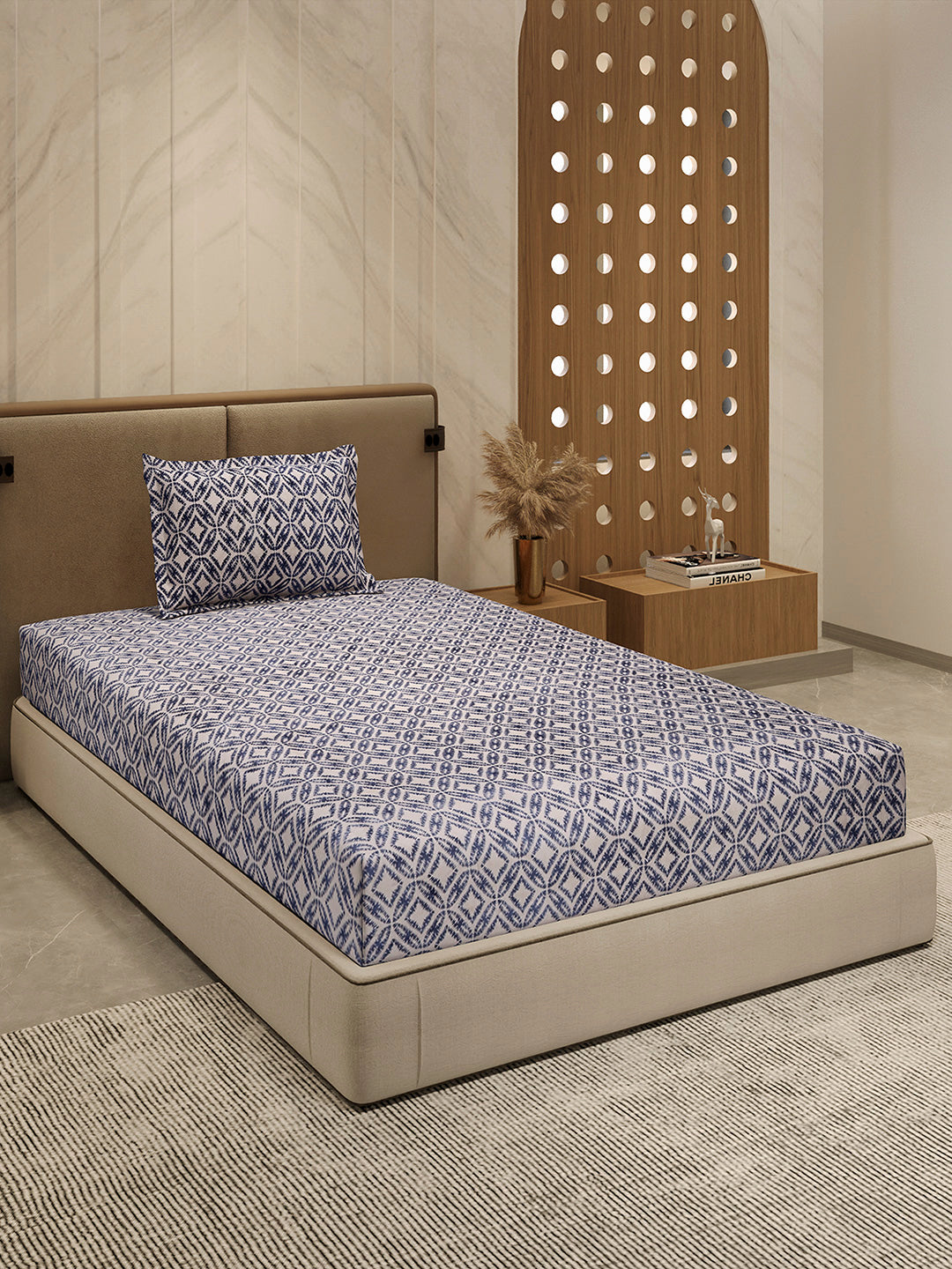 264 GSM 100% Polyester Single Bed 1 Bedsheet with 1 Pillow Cover (Nixie Piece)