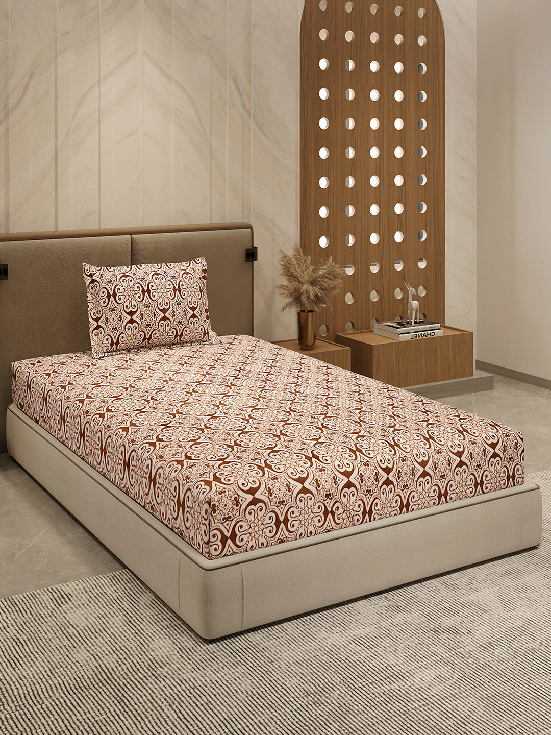 264 GSM 100% Polyester Single Bed 1 Bedsheet with 1 Pillow Cover (Nixie Piece)