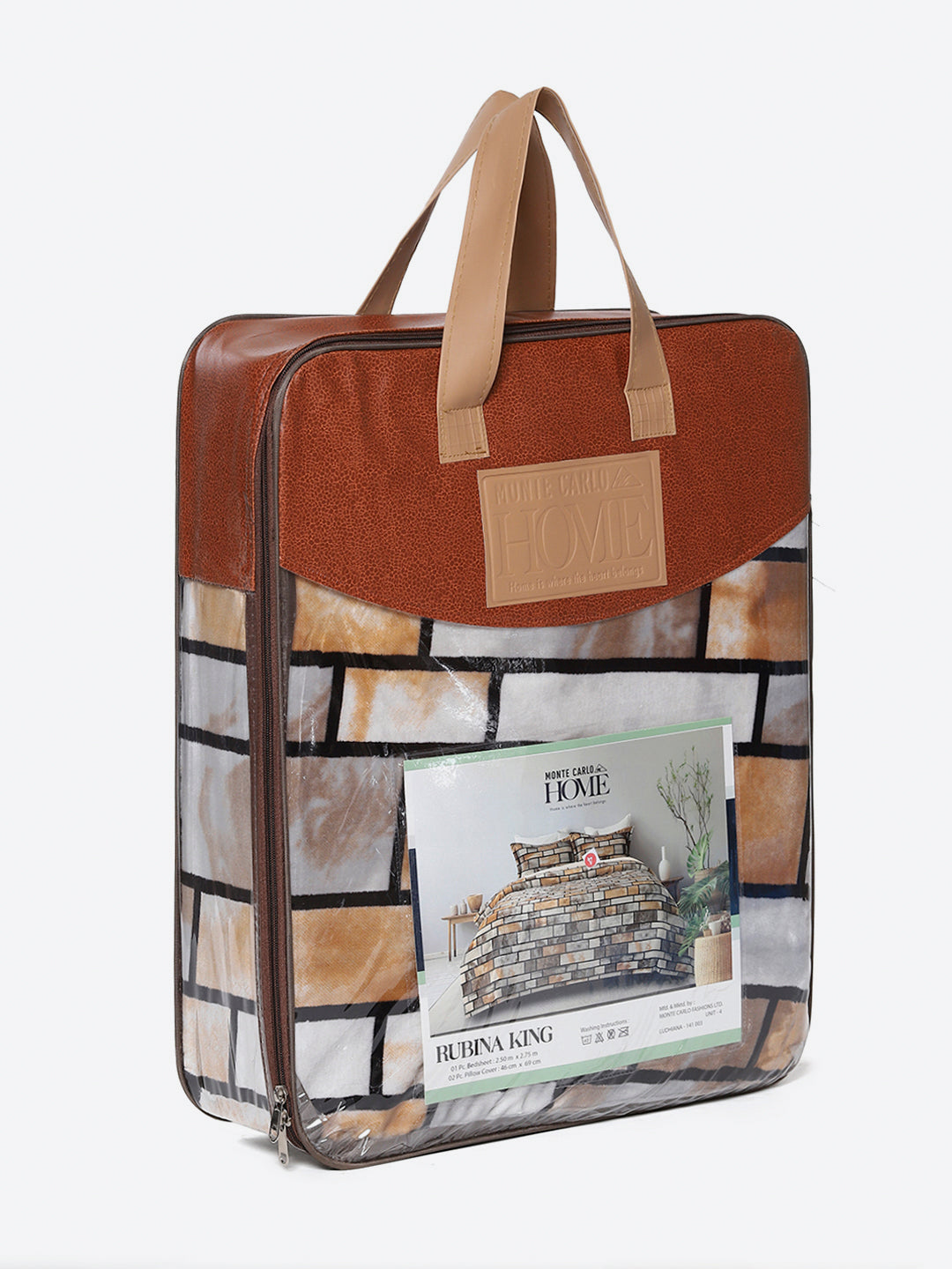 371 GSM 100% Polyester King Bed 1 Bedsheet with 2 Pillow Cover (Rubina King)