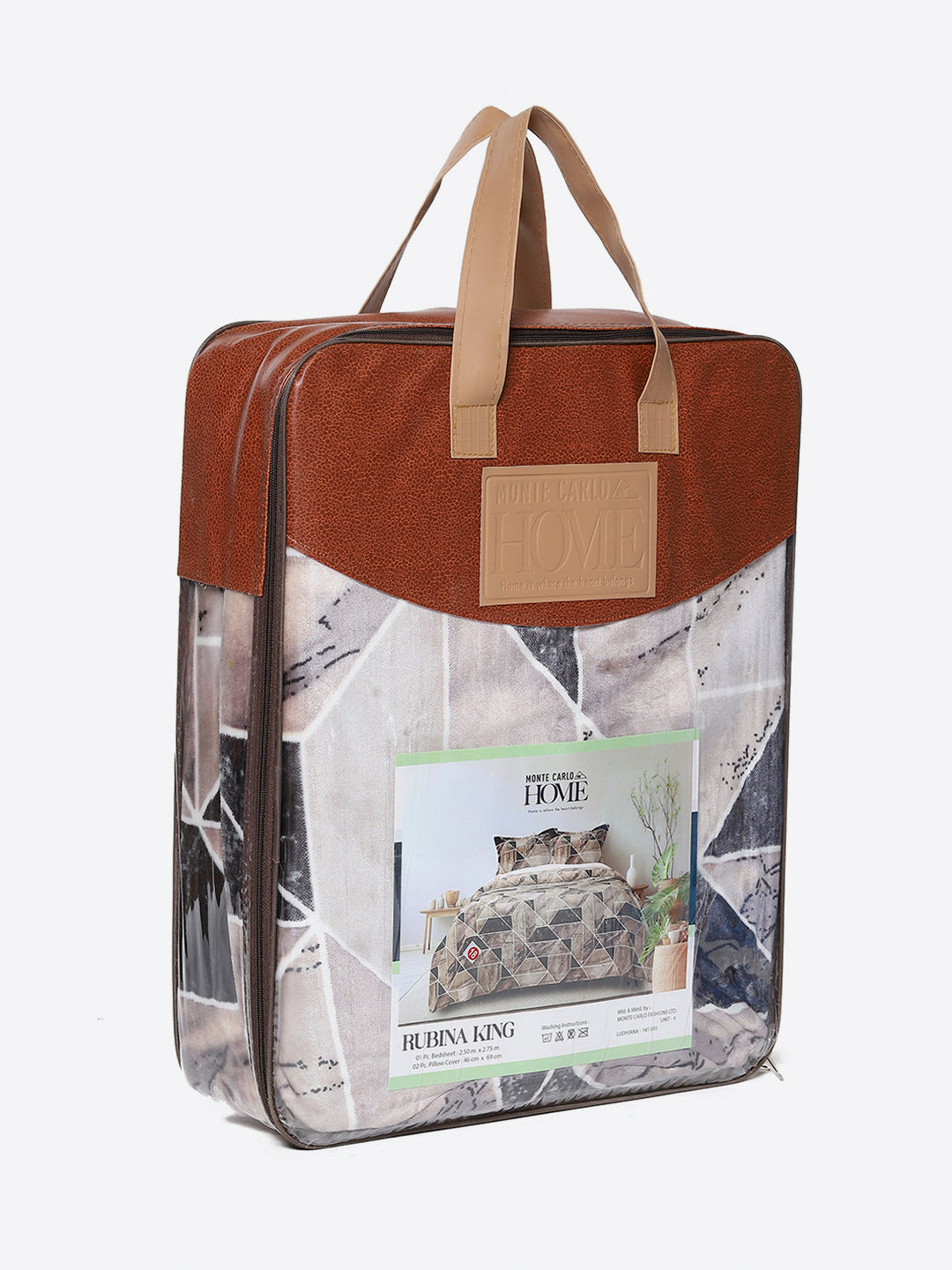 371 GSM 100% Polyester King Bed 1 Bedsheet with 2 Pillow Cover (Rubina King)