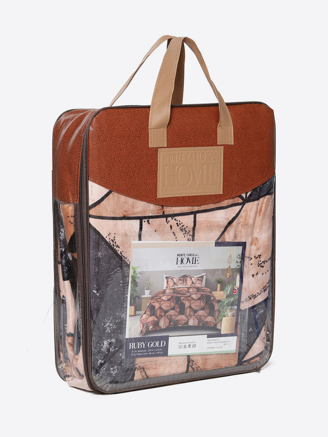 371 GSM 100% Polyester King Bed 1 Bedsheet with 2 Pillow Cover (Rubina King)