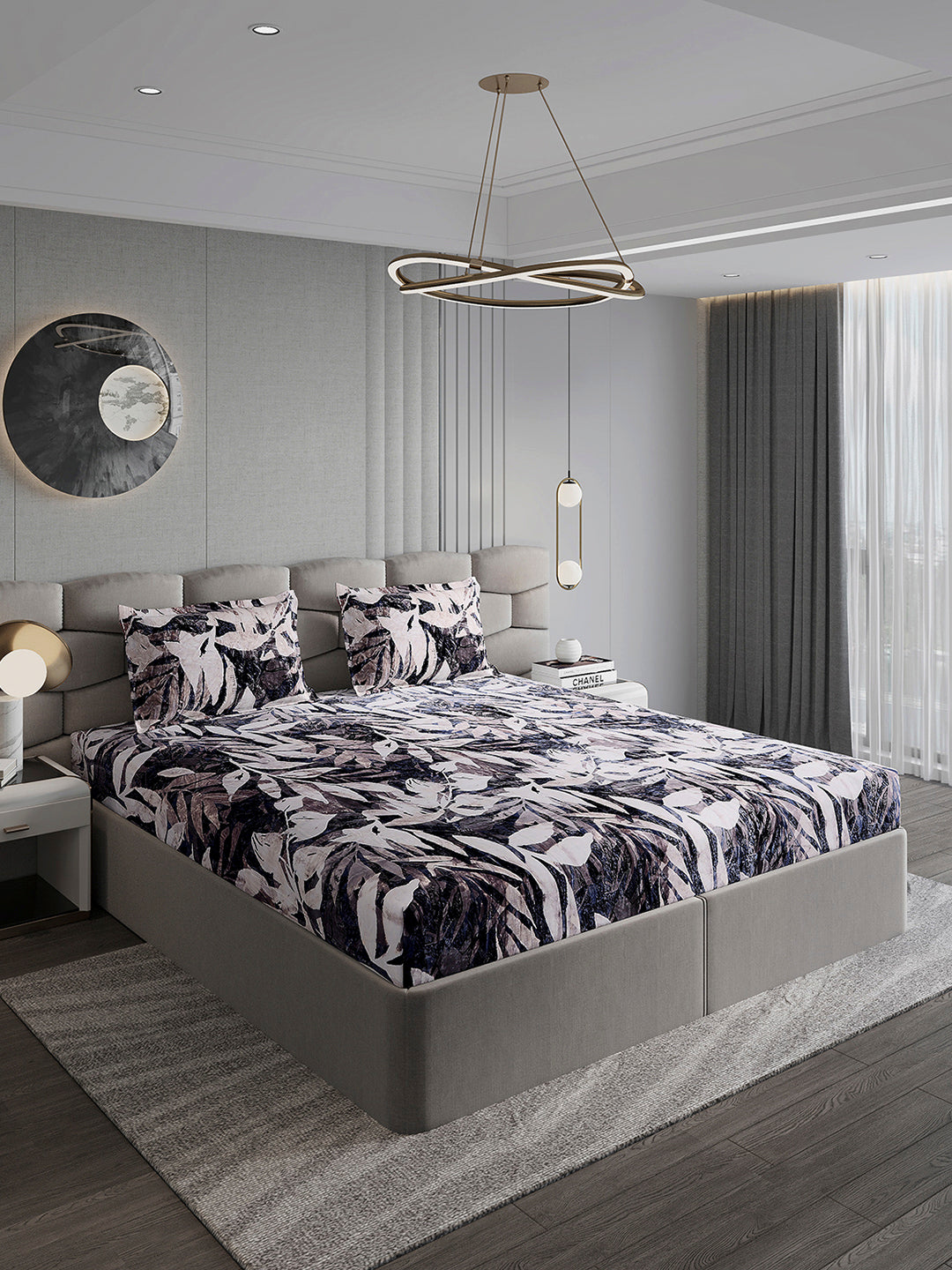 371 GSM 100% Polyester King Bed 1 Bedsheet with 2 Pillow Cover (Rubina King)