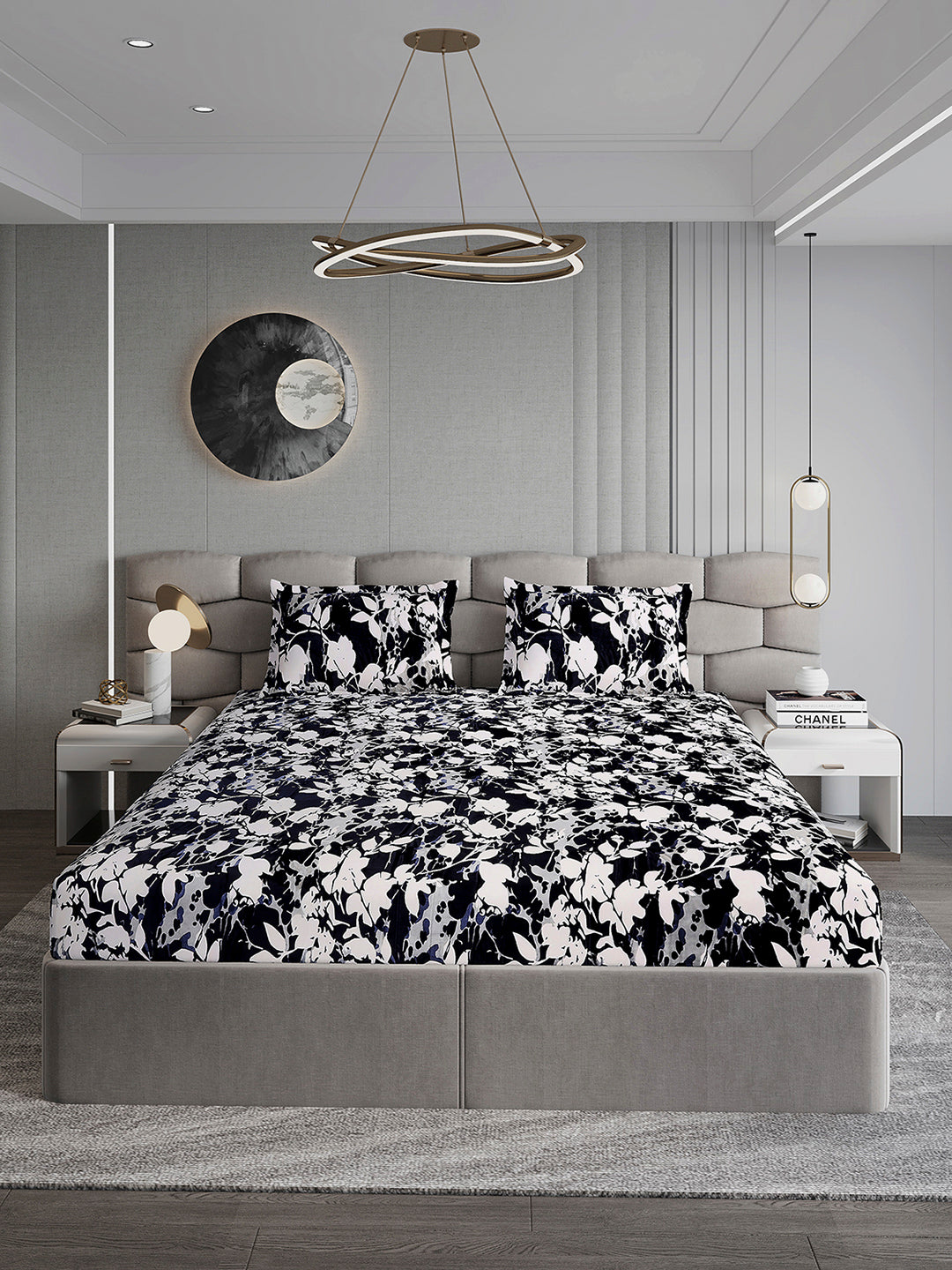 371 GSM 100% Polyester King Bed 1 Bedsheet with 2 Pillow Cover (Rubina King)