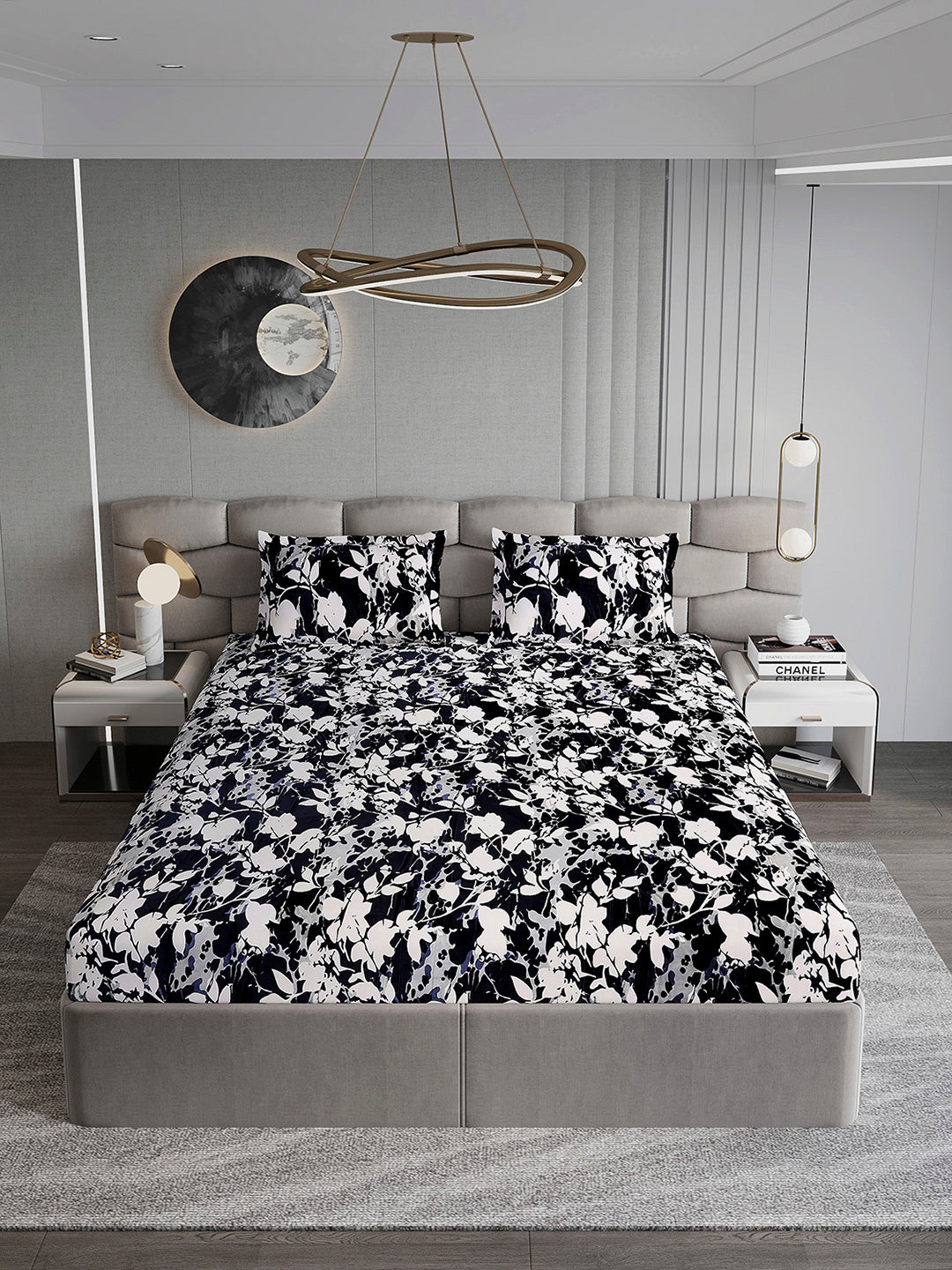 371 GSM 100% Polyester King Bed 1 Bedsheet with 2 Pillow Cover (Rubina King)