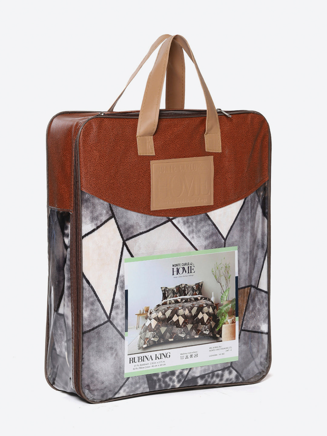 371 GSM 100% Polyester King Bed 1 Bedsheet with 2 Pillow Cover (Rubina King)