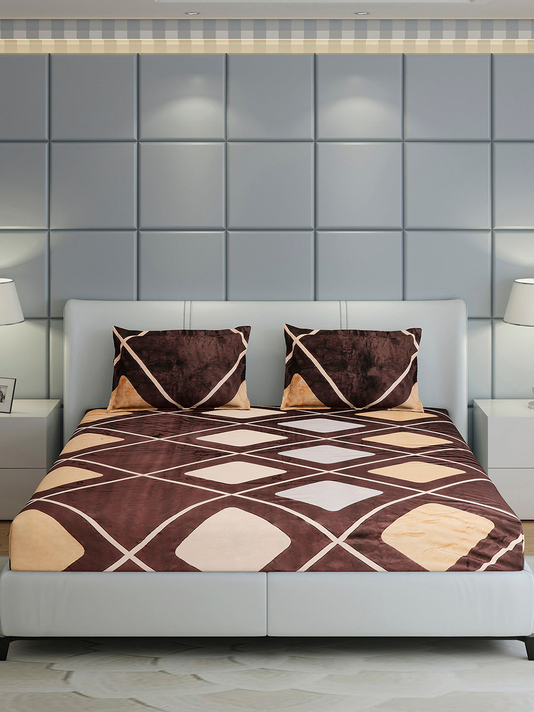 247 GSM 100% Polyester King Bed 1 Bedsheet with 2 Pillow Cover (Teresa)