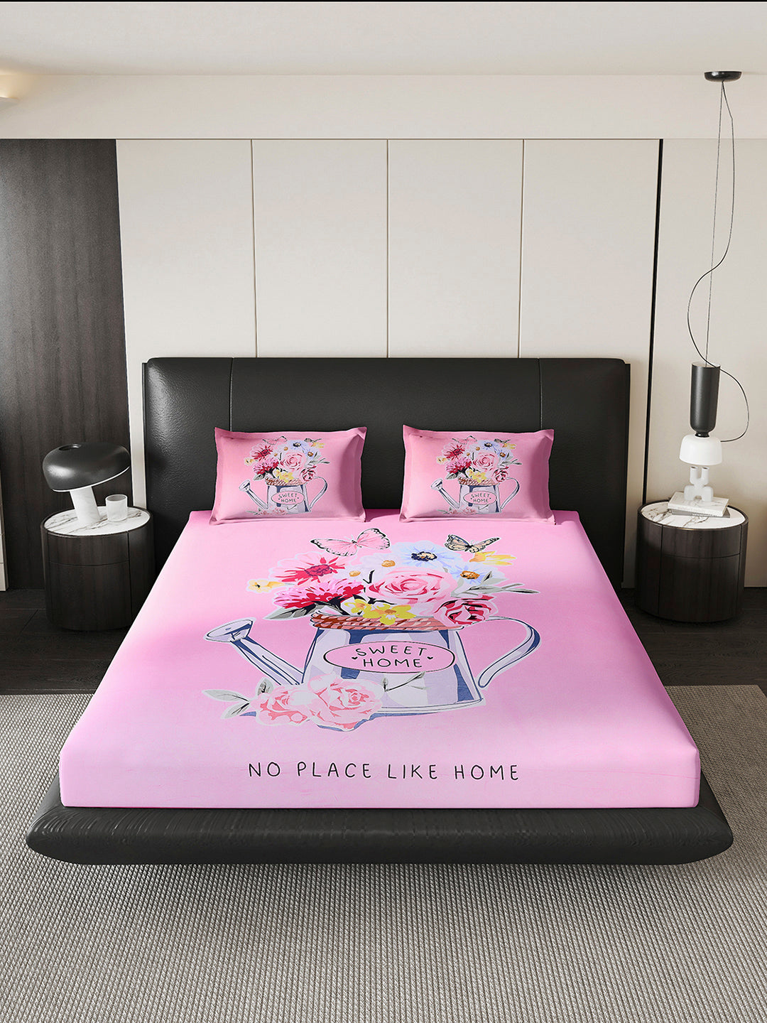 252 GSM 100% Polyester King Bed 1 Bedsheet with 2 Pillow Cover (Urban)