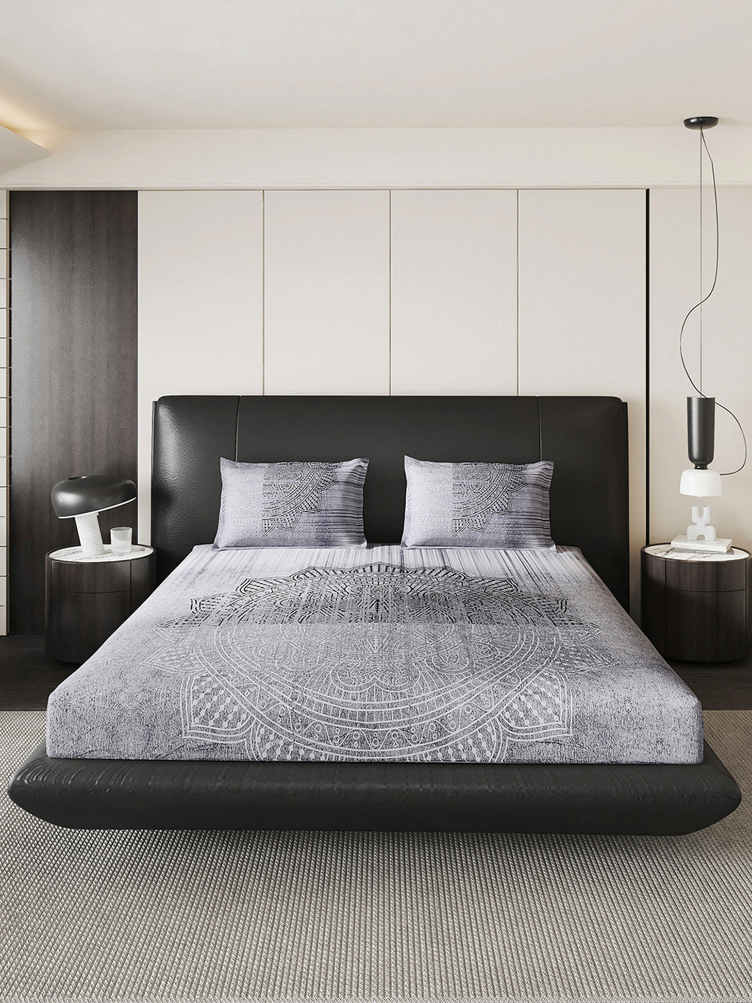 252 GSM 100% Polyester King Bed 1 Bedsheet with 2 Pillow Cover (Urban)