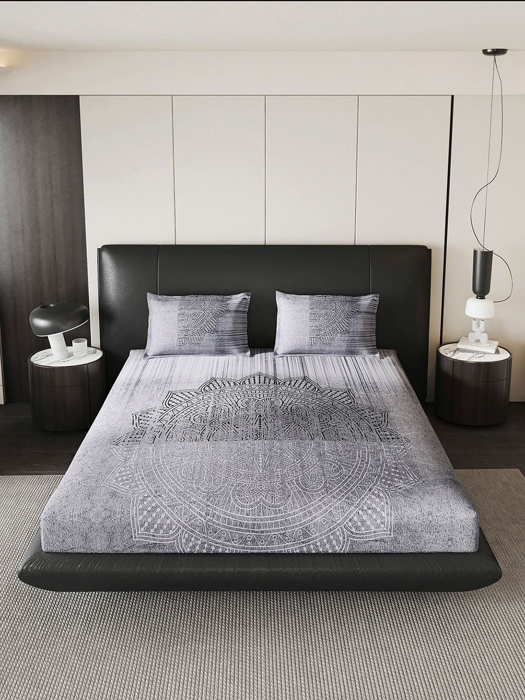 252 GSM 100% Polyester King Bed 1 Bedsheet with 2 Pillow Cover (Urban)