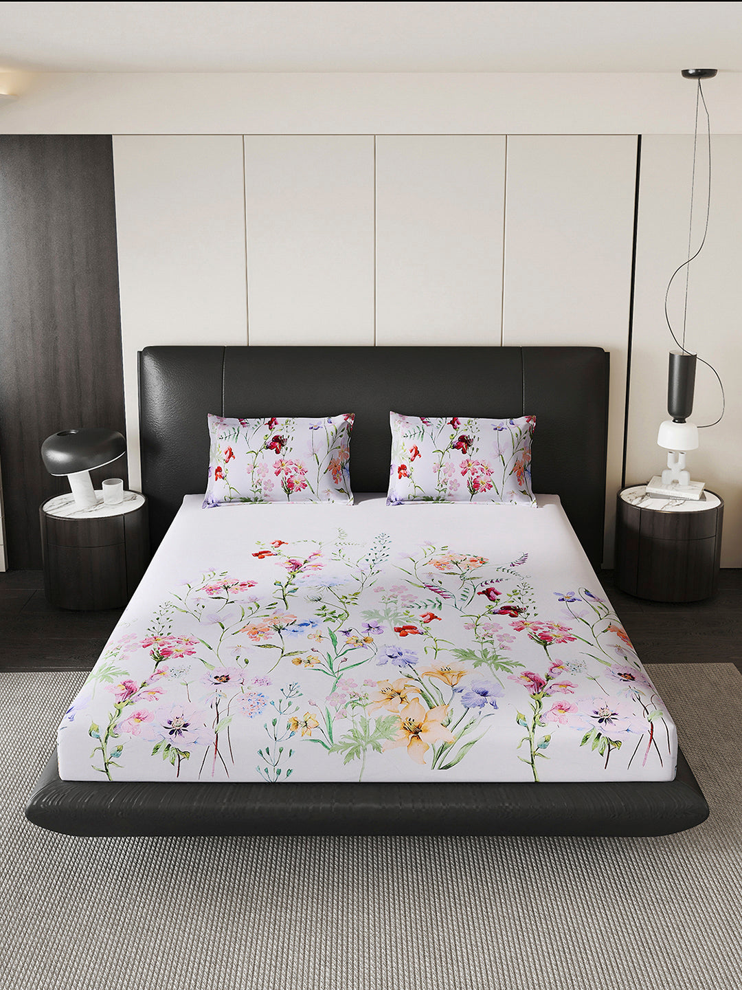 252 GSM 100% Polyester King Bed 1 Bedsheet with 2 Pillow Cover (Urban)