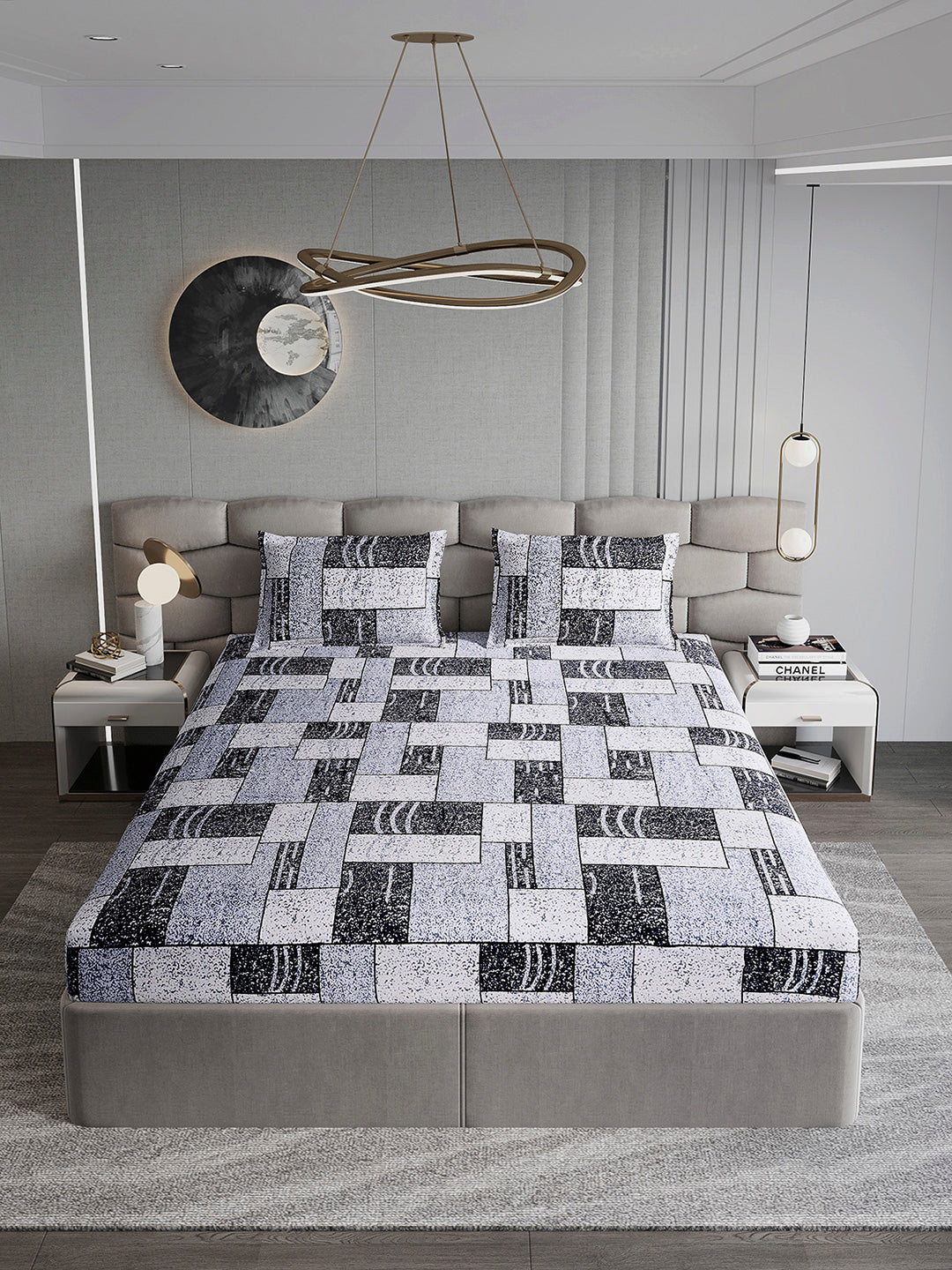 247 GSM 100% Polyester King Bed 1 Bedsheet with 2 Pillow Cover (Vibe)