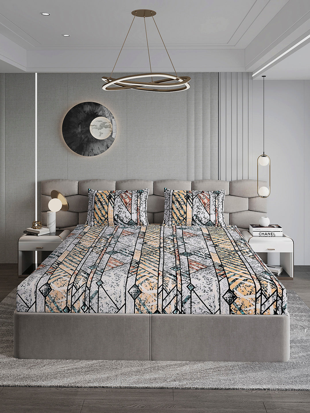 247 GSM 100% Polyester King Bed 1 Bedsheet with 2 Pillow Cover (Vibe)