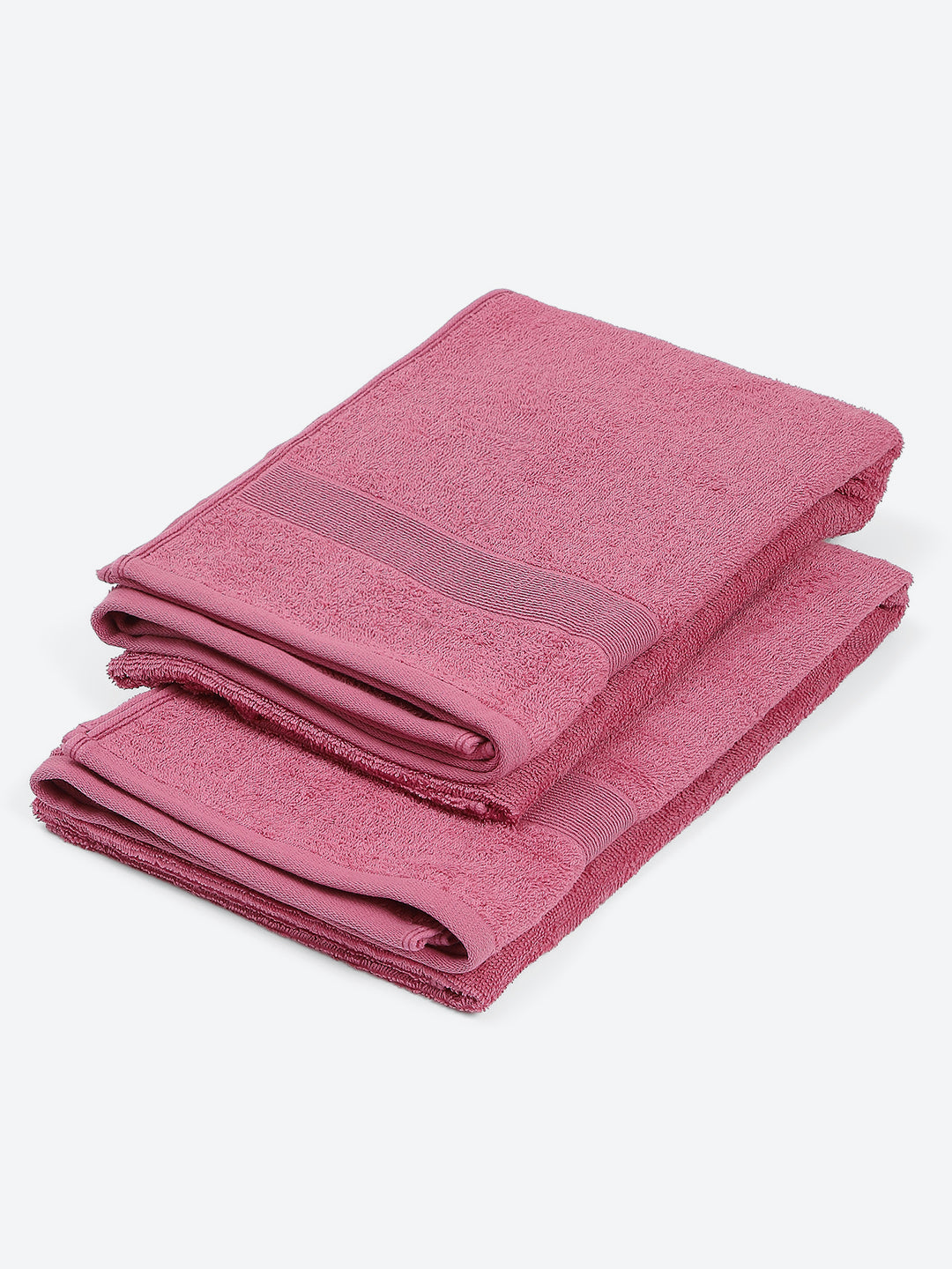 Peach Cotton Solid 380 GSM Bath Towel 2Pc Set (Albella)
