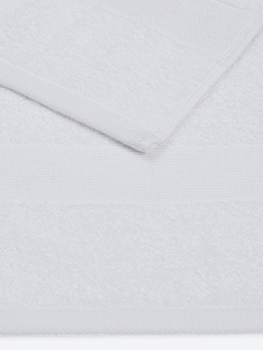 White Cotton Solid 380 GSM Bath Towel 2Pc Set (Albella)