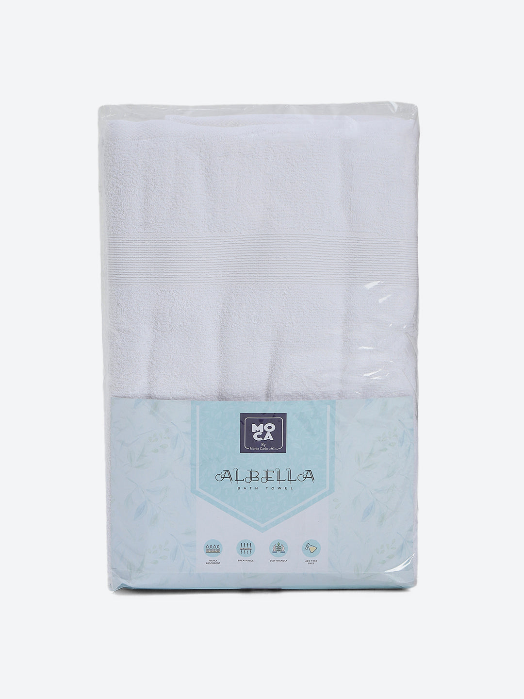White Cotton Solid 380 GSM Bath Towel 2Pc Set (Albella)