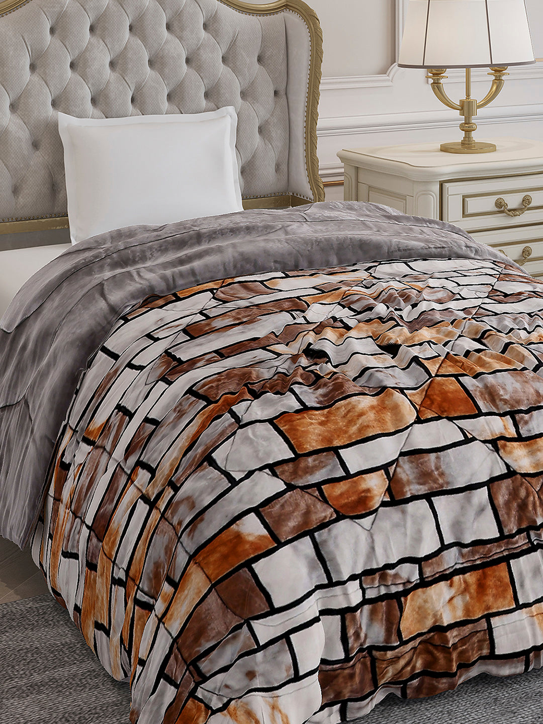 Printed Single Bed 1155 GSM Comforter for Winter - (Dixie)