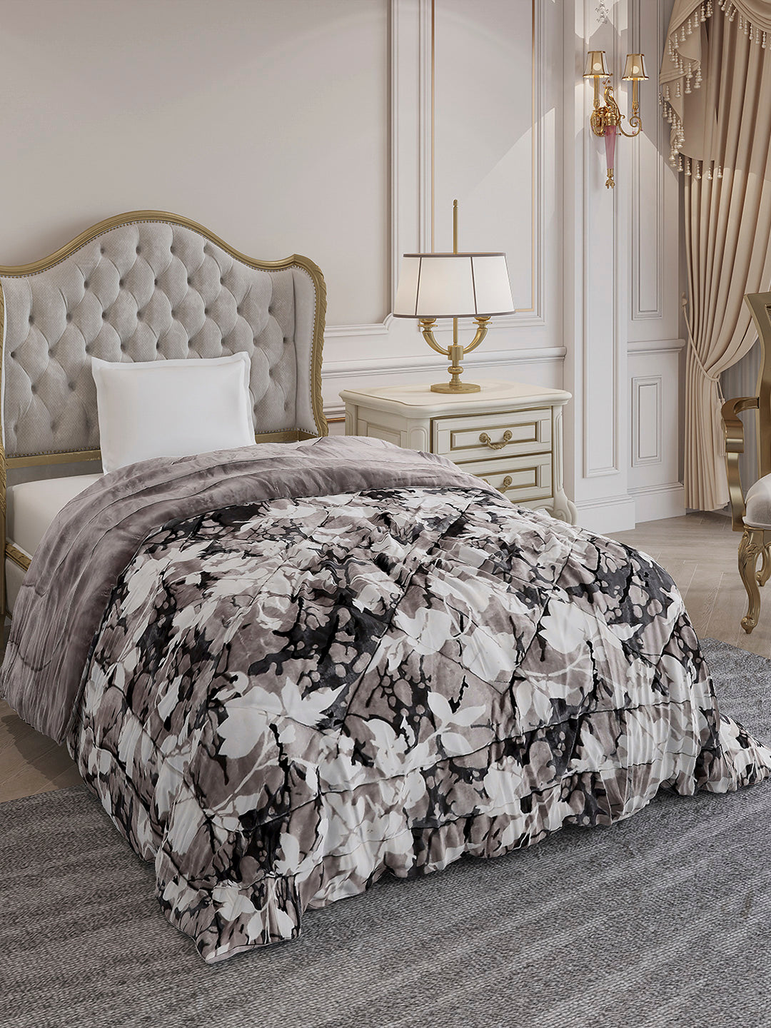 Printed Single Bed 300 GSM Comforter for Mild Winter (Dixie), Weight 725 gm