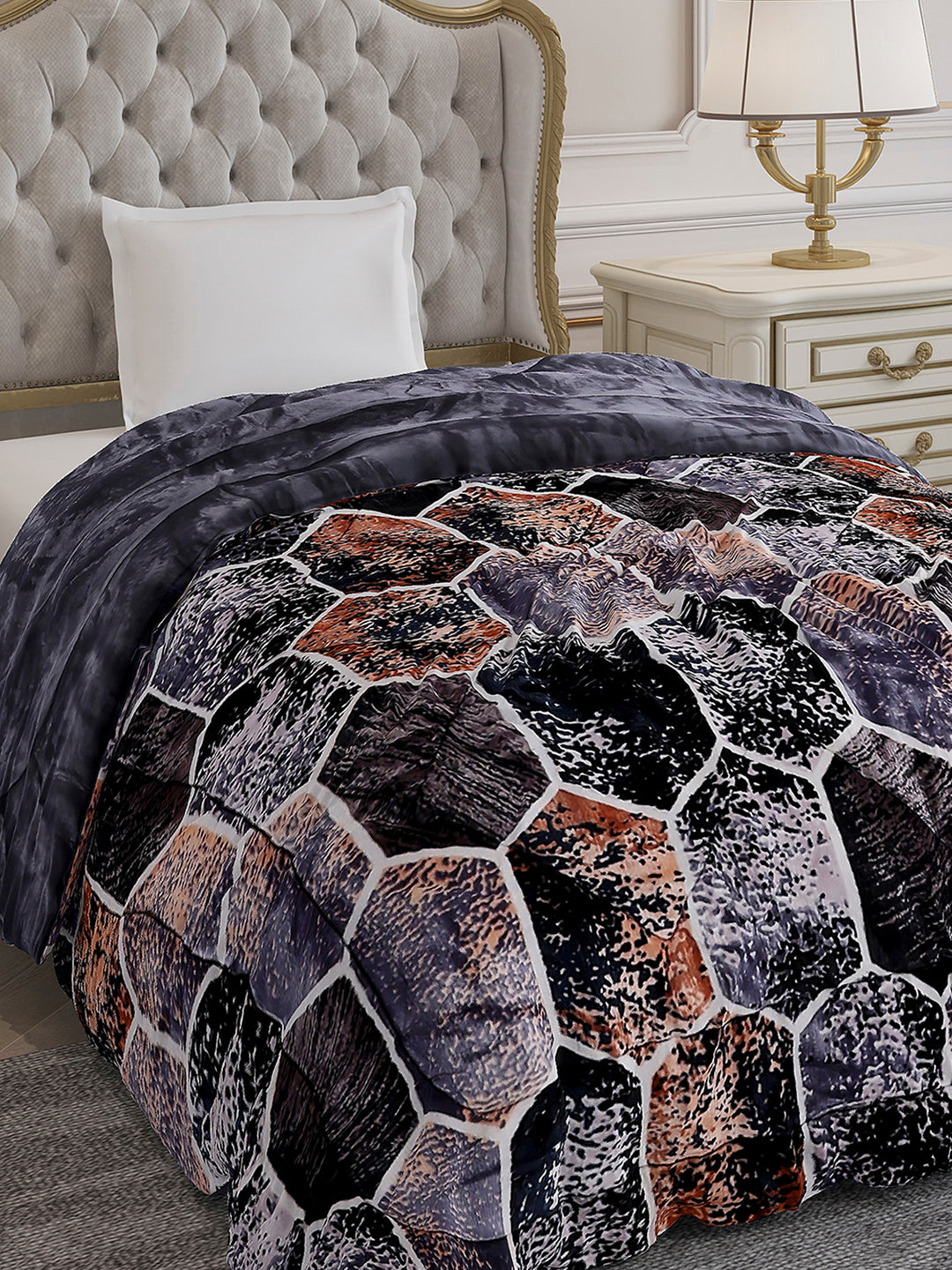 Printed Single Bed 300 GSM Comforter for Mild Winter (Dixie), Weight 725 gm