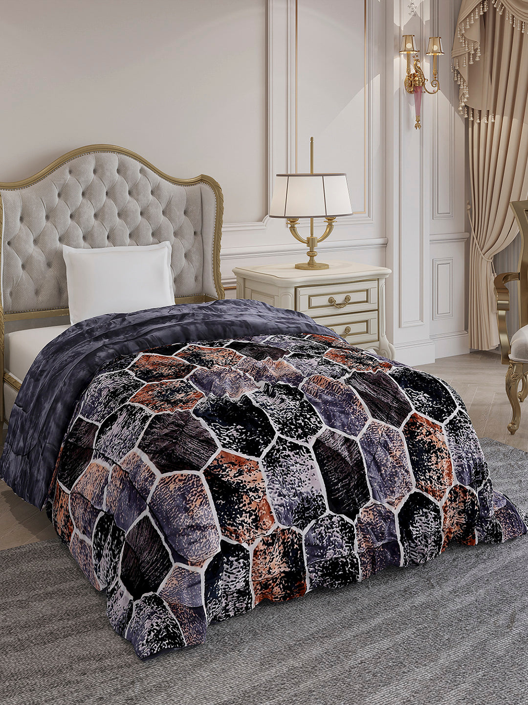 Printed Single Bed 300 GSM Comforter for Mild Winter (Dixie), Weight 725 gm