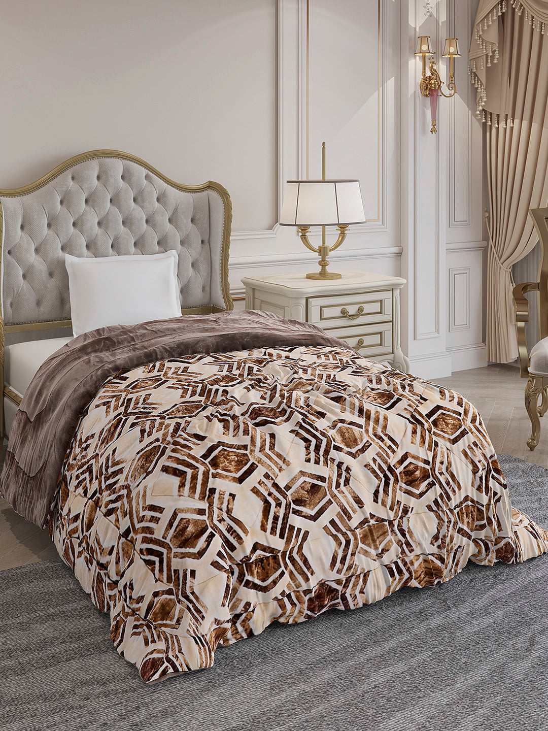 Printed Single Bed 992 GSM Comforter for Winter - (James)
